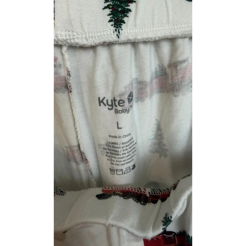 Kyte Baby Pajama Jogger Pants Large North Pole Christmas Train Bamboo Lounge - Picture 6 of 7